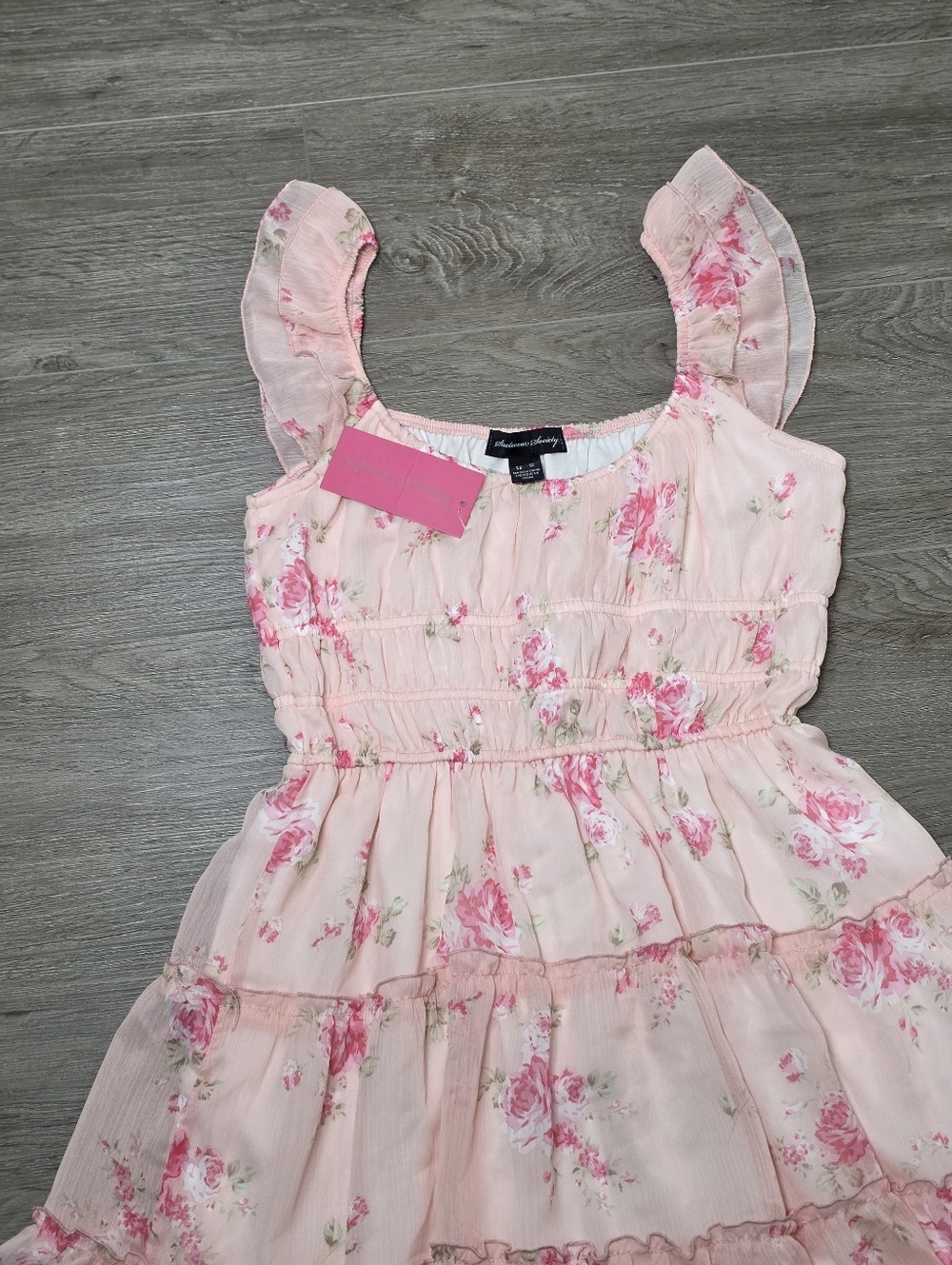 New Streetwesr Society Flowered Short Dress Womans Sz M Pink - Picture 3 of 5